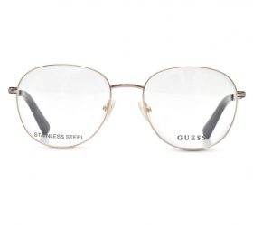 Guess Round Man Optical Eyeglasses with Gold Metal Frame