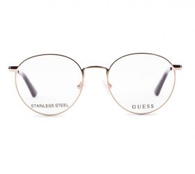 Guess Round Woman Optical Eyeglasses With Pale Gold Frame