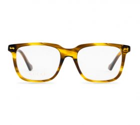 Gucci Rectangular Square Man Optical Eyeglasses Frame With Havana Acetate Frame