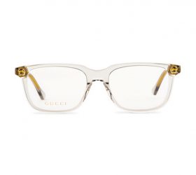 Gucci Rectangular Square Man Optical Eyeglasses Frame With Grey Acetate Frame