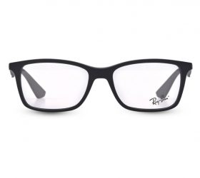 Rayban Rectangle Man Optical Eyeglasses with Black Plastic Frame